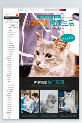 不同年龄阶段海报模板_宠物食品萌宠全阶段猫粮灰色简约风电商设计详情页