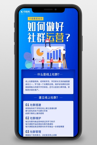图2海报模板_如何做好社群运营教育培训蓝色调渐变风格营销长图