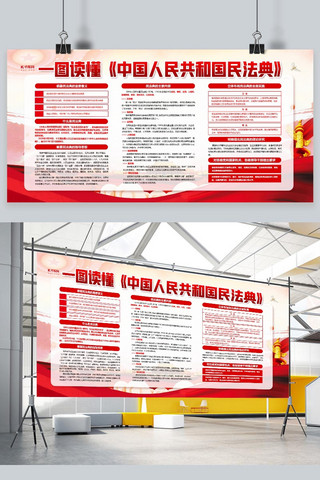 太极图解海报模板_民法典实施红色简约展板
