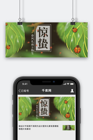 惊蛰瓢虫绿色唯美公众号首图