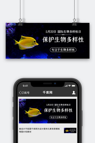 保护生物多样性国际生物多样性日彩色简约公众号首图