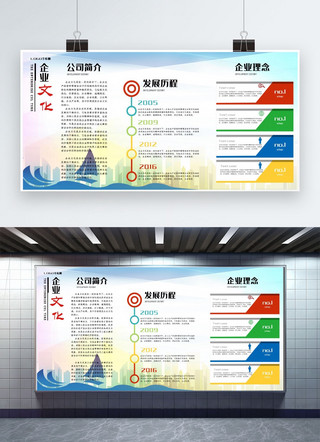 宣传栏设计模板海报模板_千库原创企业文化墙模板素材