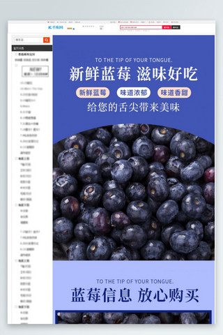 蓝莓海报模板_食品类 水果蓝莓蓝色简约风详情页