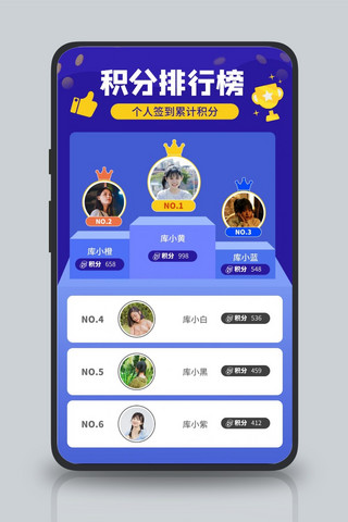 光荣榜积分排行榜蓝色极简风手机海报