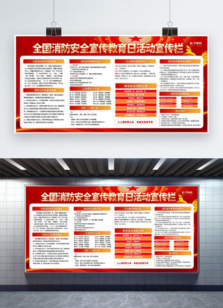 创意消防安全海报模板_全国消防安全宣传栏红色创意展板