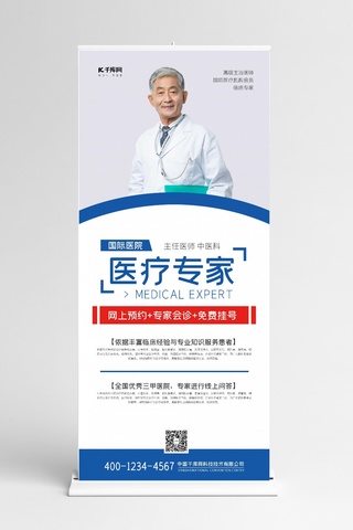 x展架介绍人物海报模板_医疗专家介绍蓝色大气展架