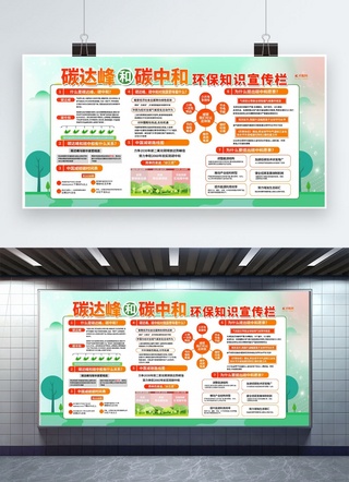 voc气体海报模板_低碳生活碳中和绿色简约展板
