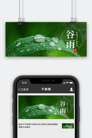 谷雨节气 谷雨雨后植物 下雨绿色 简约公众号首图