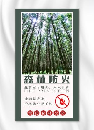 森林防火人人有责消防护林绿色简约公益手机海报