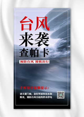 台风来袭预警海报模板_台风来袭台风灰色简约手机海报