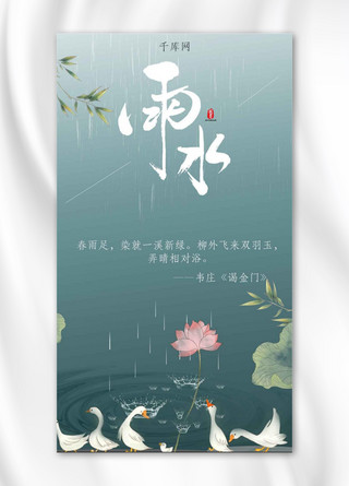 二十四气节雨水清新手机海报