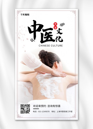 中医文化灰色简约摄影手机海报