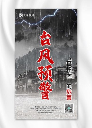 台风预警台风查帕卡登录黑灰大字报手机海报