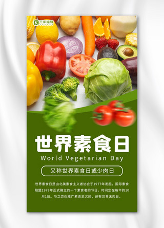 荤素菜品海报模板_世界素食日健康素食日 绿色摄影-手机海报