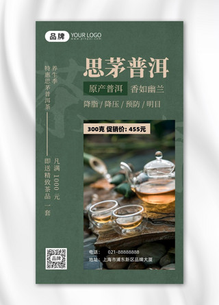 思茅普洱茶茶叶饮品促销摄影图海报