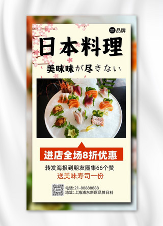日本料理寿司美食营销手机海报