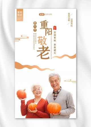 重阳节幸福的老年夫妇摄影图海报