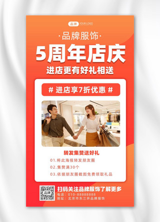 橙色周年店庆海报模板_服装专卖周年店庆摄影图海报