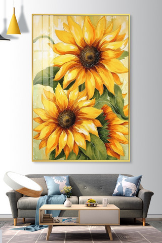 向日葵水彩海报模板_水彩向日葵向日葵黄色水彩画装饰画
