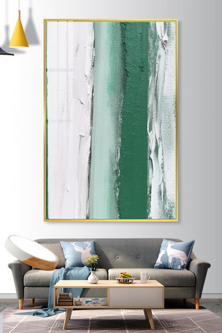 抽象拼接海报模板_质感油漆木纹板绿色白色简约抽象装饰画