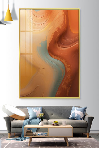 抽象暖海报模板_肌理漆装饰画肌理漆橙色后现代抽象装饰画