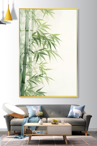 中式竹子海报模板_新中式竹子绿色中国风装饰画