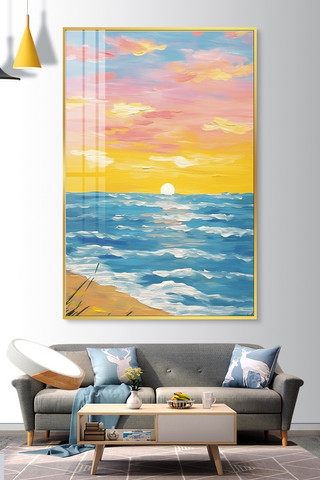 抽象挂画海报模板_海洋抽象挂画海洋撞色肌理画装饰画