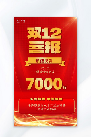 纹理红色纹理海报模板_喜报双十二电商战报纹理红色大气海报