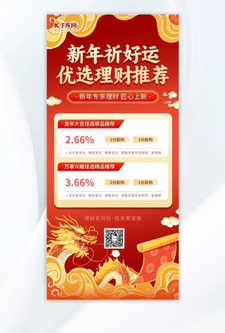 金融保险海报模板_金融理财新年投资红色中国风海报手机海报素材