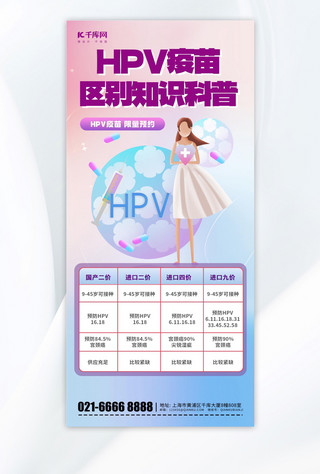 紫色HPV疫苗医生粉色渐变手机海报海报设计图