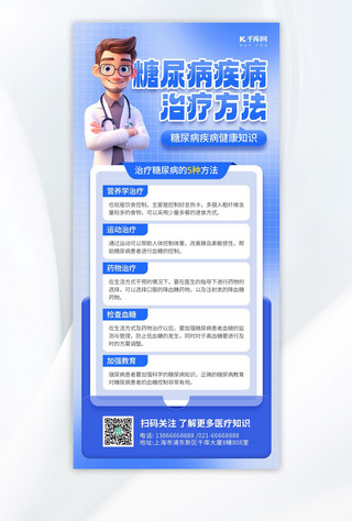 背景蓝色医疗海报模板_糖尿病疾病科普蓝色AIGC海报海报背景图