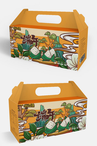 端午粽子黄色古典国潮包装盒