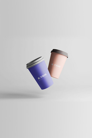 纸杯logo展示海报模板_咖啡杯包装展示灰色高端样机