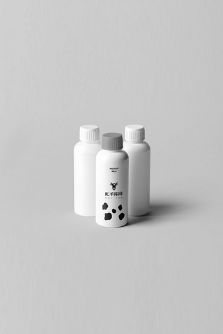 白色瓶子包装样机海报模板_酸奶包装白色精品个性样机