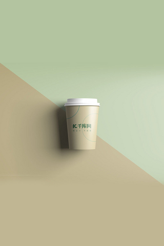 纸杯海报模板_咖啡杯包装展示绿色小清新样机
