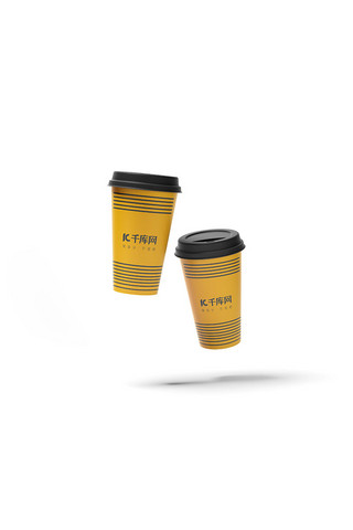 纸杯海报模板_咖啡杯包装展示黄色简洁个性样机