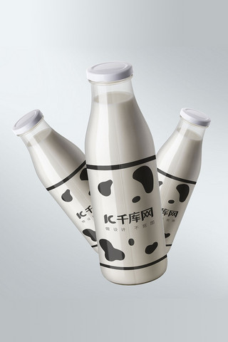 白色瓶子包装样机海报模板_酸奶包装白色个性时尚样机