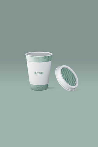 咖啡杯贴图展示绿色简洁大气样机