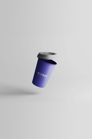 咖啡杯包装展示蓝色时尚样机
