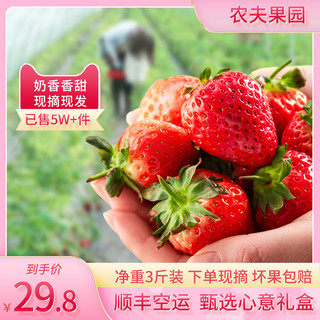 草莓活动海报模板_水果主图草莓粉色简约主图