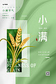 清新小满麦子绿色中国风海报