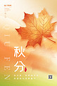 创意二十四节气秋分秋季枫叶弥散简约秋天海报