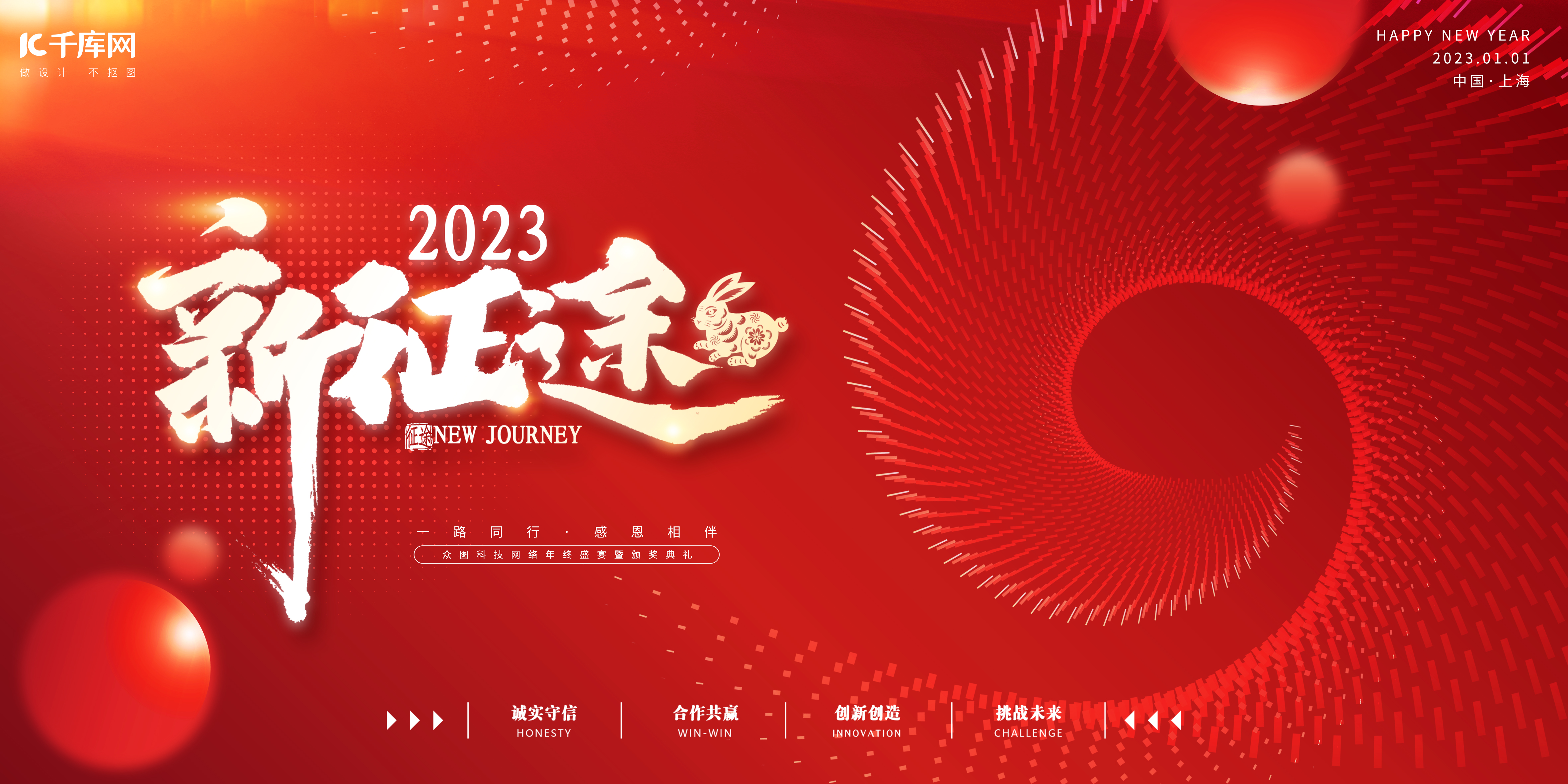 2023年新征程年会红色创意展板图片