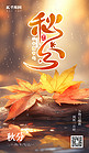 秋天秋分节气秋分枫叶黄色手绘AIGC广告宣传海报