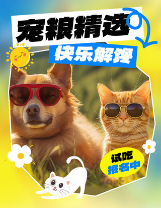 猫咪宠物海报模板_宠粮PLOG模板猫咪狗狗换色潮流风手机小红书配图