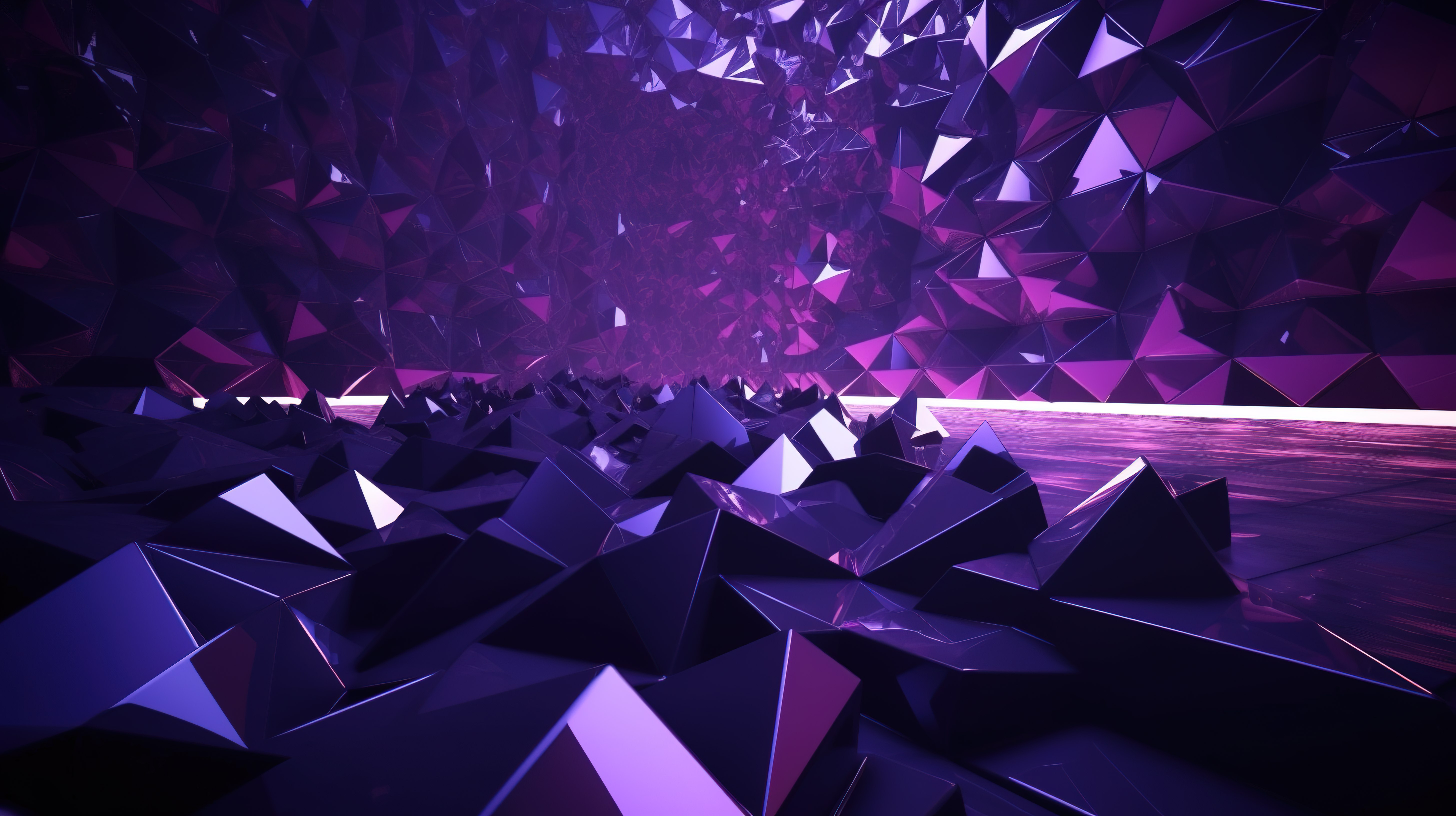 夜总会在 3D 渲染中激发了紫色抽象几何形状图片