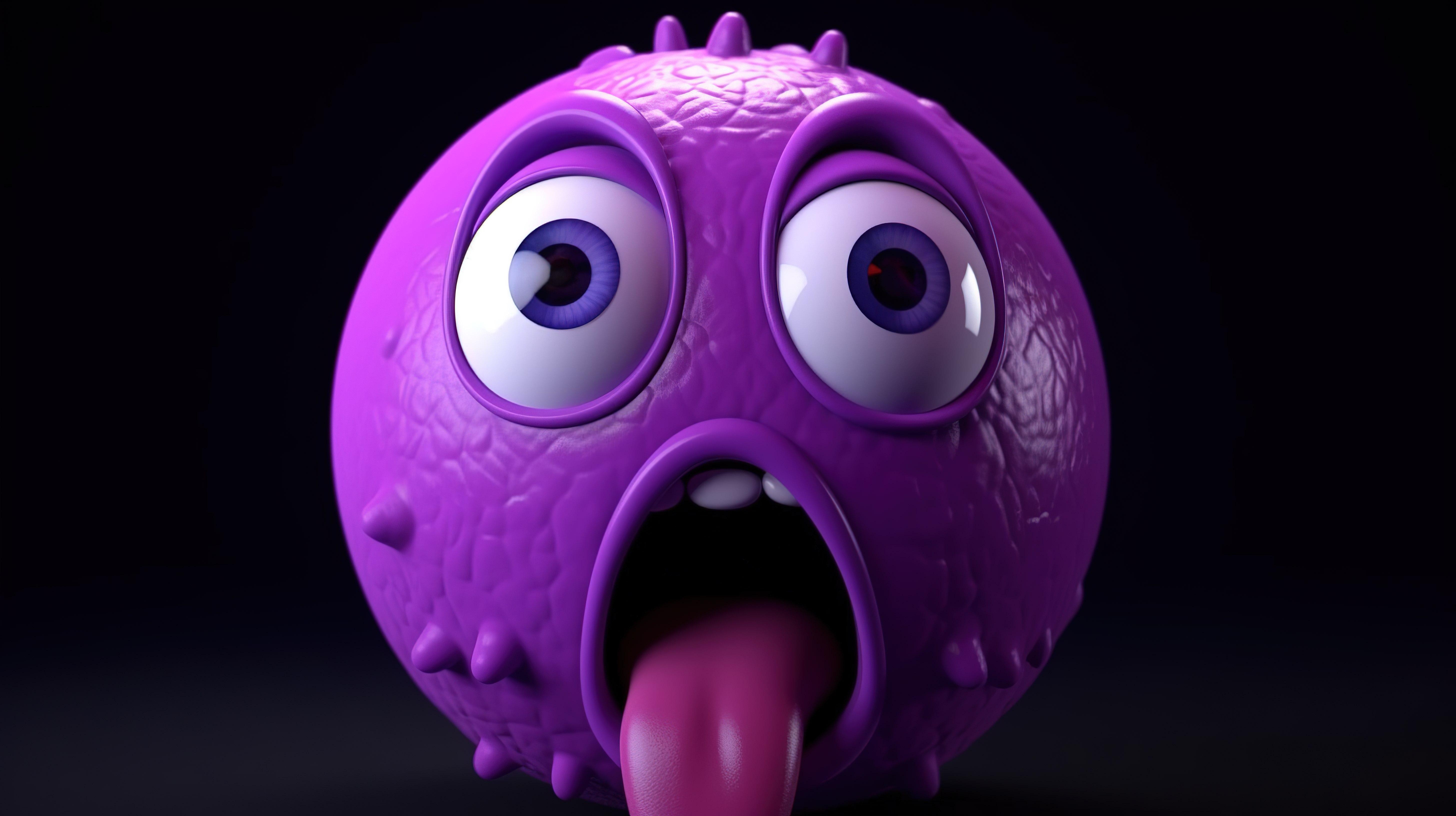 紫罗兰色 3d 呈现出一个惊讶的头，张着嘴图片