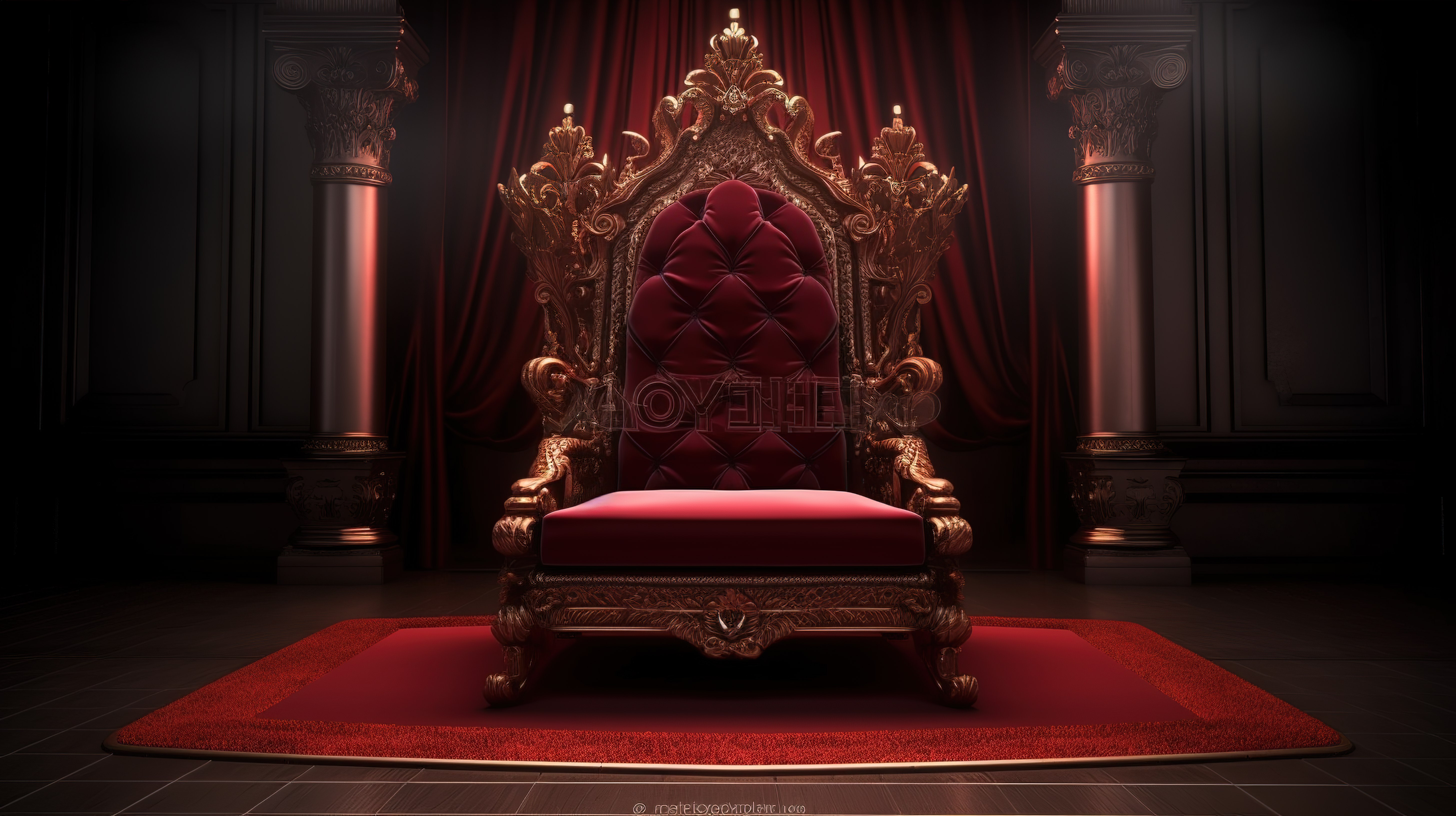 vip 概念红色皇家宝座在 3d 渲染图片