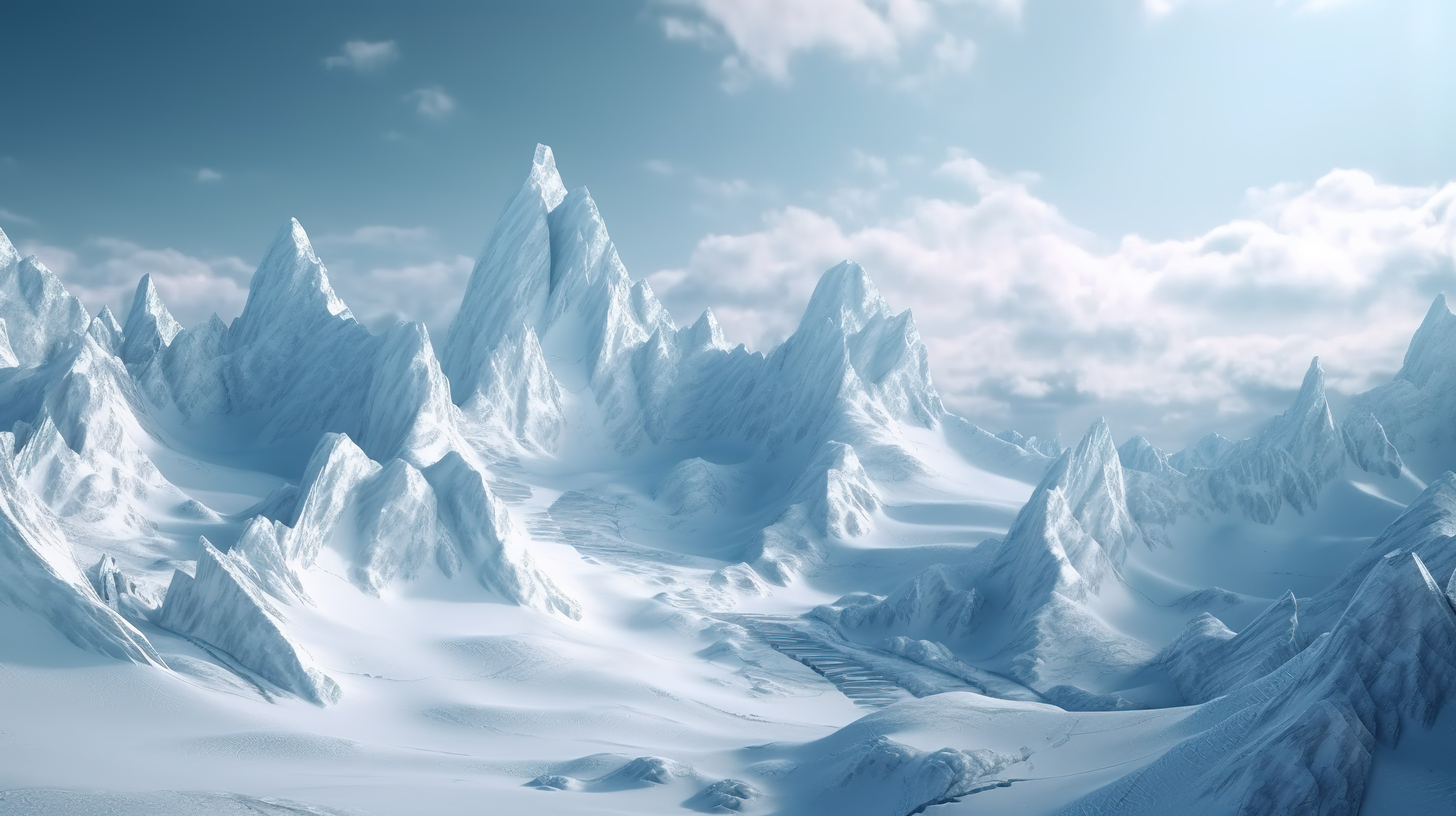 3d 渲染中的雪山图片