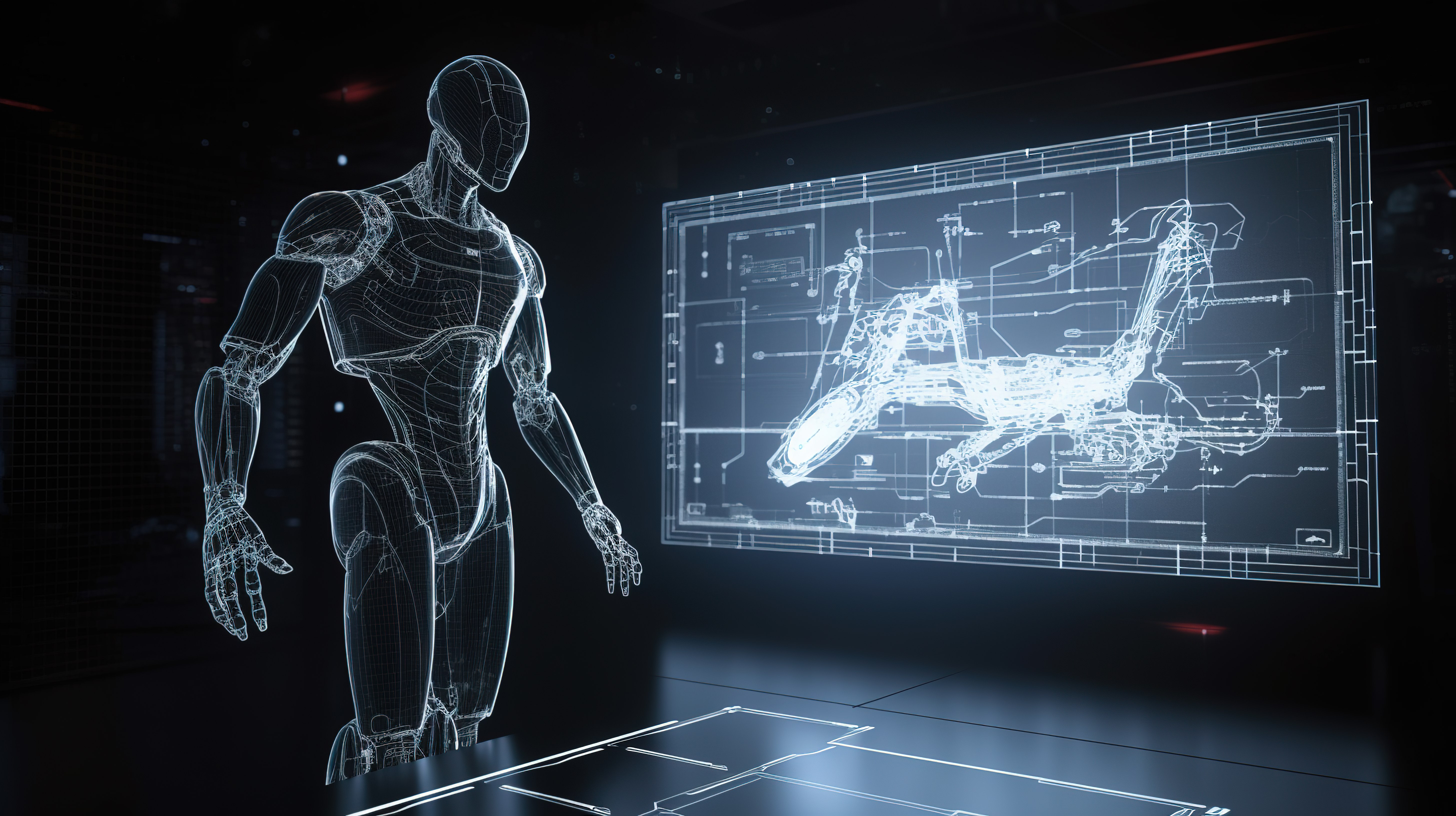 未来派 3D 机器人利用高科技显示技术高效工作图片